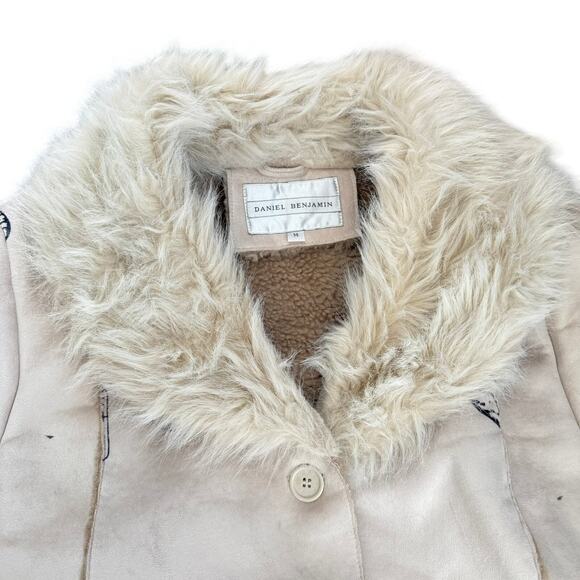 Daniel Benjamin Faux Fur Sherpa-Lined Printed Coat M - Picture 2 of 7